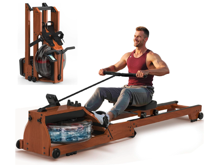 Water Foldable Rowing Machine for Home Gym, Fitness Exercise Machine with Bluetooth